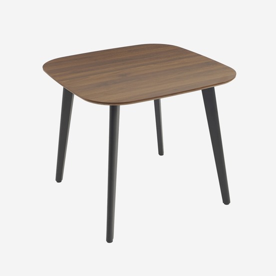 Table à manger carrée décor bois pieds métal noir 4 places