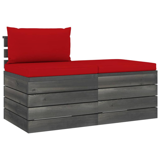 Salon palette de jardin 2 pcs avec coussins bois de pin massif