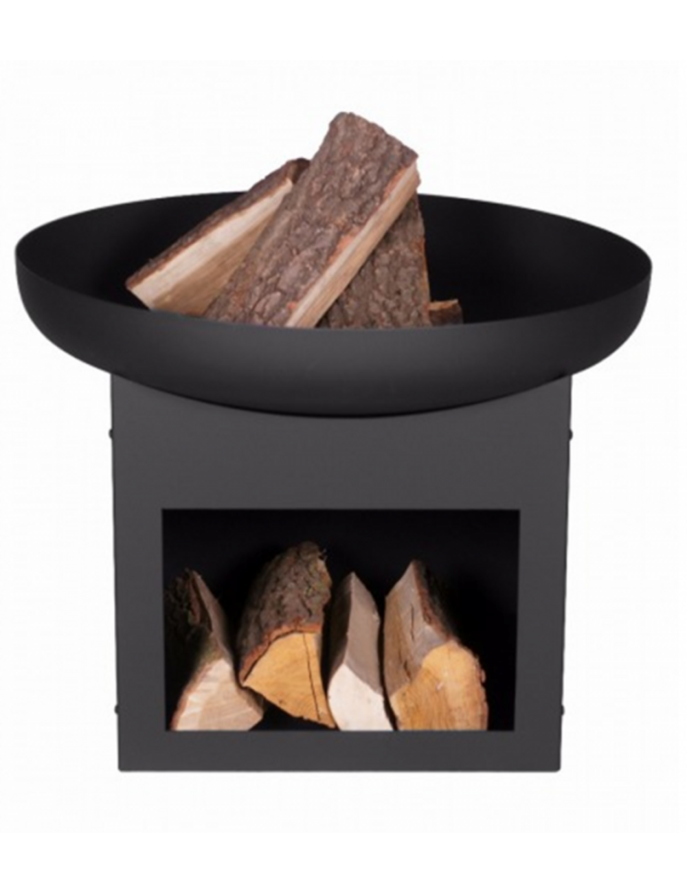 Brasero de jardin fatapera 80 cm avec range bois en acier