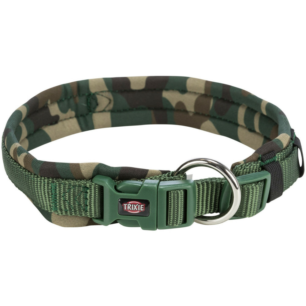 Collier avec rembourrage l vert camouflage pour chien