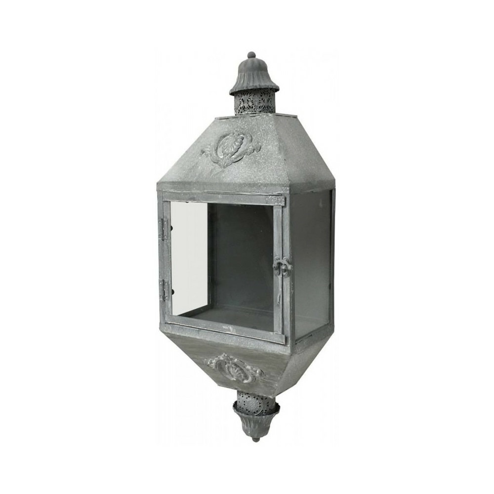 Lanterne extérieure jardin bougie murale ancienne métal gris 70cm