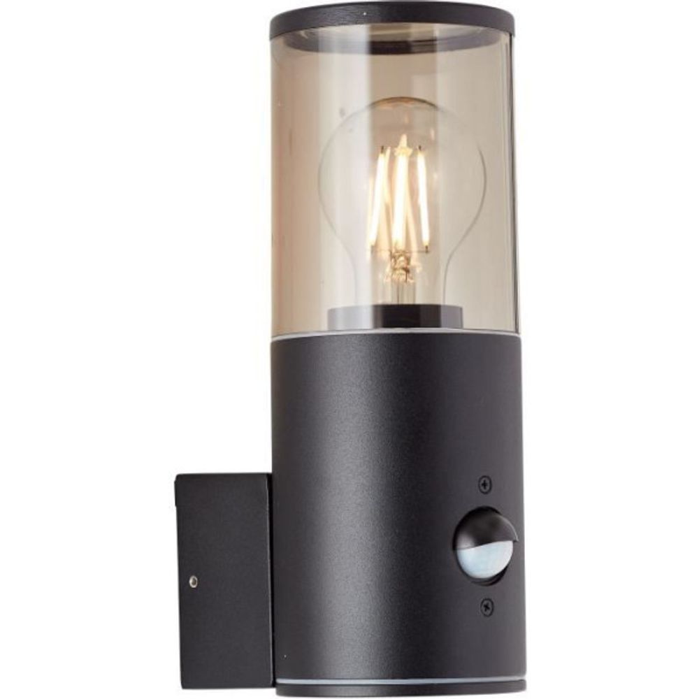 Applique extérieure sergioro avec détecteur de mouvement - noir dépoli - e27 20w - aluminium/plastique - ip44