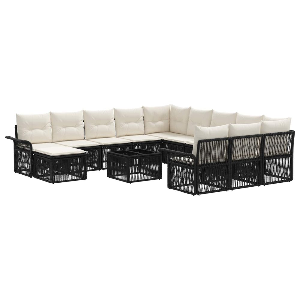 Ensemble de canapé de jardin 13 pc noir et blanc crème