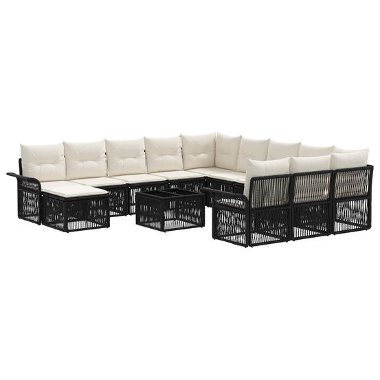 Ensemble de canapé de jardin 13 pc noir et blanc crème