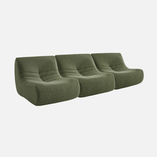 Chauffeuse tissu effet alpaca 3 places, l 91 x p 105 x h 72cm
