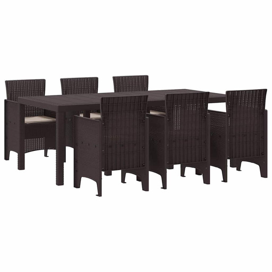 Ensemble de salle à manger pour jardin 7 pcs marron rattan polt