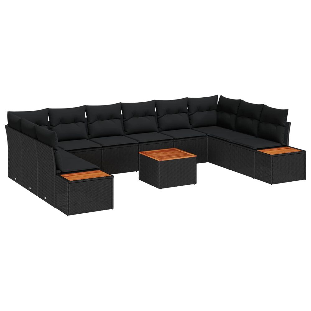 Ensemble de canapé de jardin 11 pc noir poly rotin