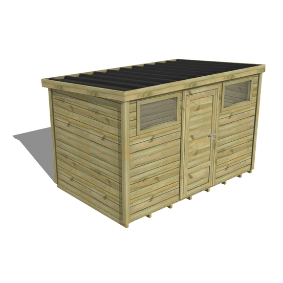 Abri de jardin bois pin traité autoclave 27mm - essentiel - 3,44x2,14m / 7m2 - bac acier - plancher bois