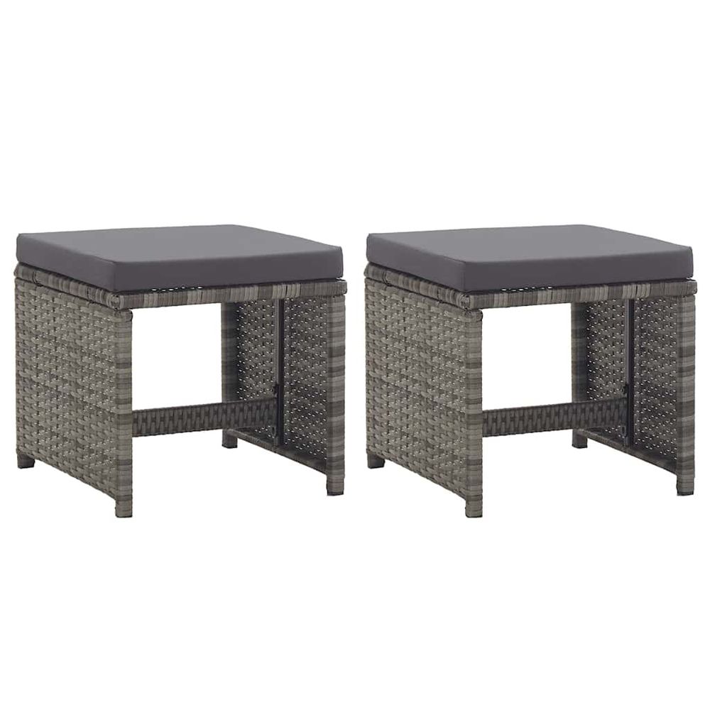 Tabourets de jardin lot de 2 coussins résine tressée anthracite