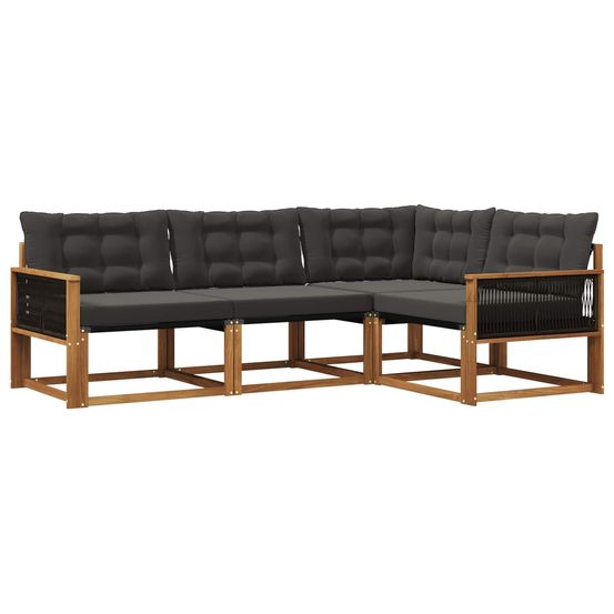 Ensemble de canapés d'extérieur 4 pc naturel et noir
