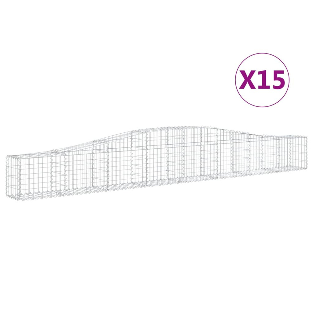 Paniers à gabions arqués 15 pcs 400x30x40/60 cm fer galvanisé