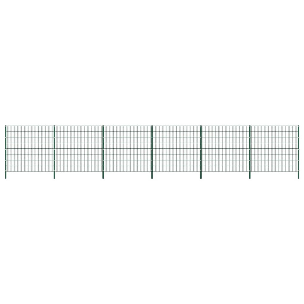 Panneau de clôture avec poteaux fer 10,2 x 1,6 m vert