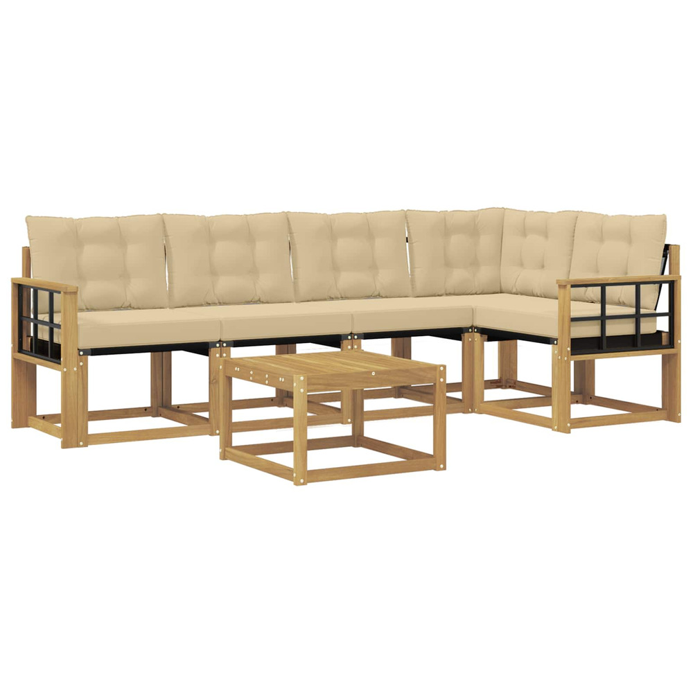 Ensemble de canapés d'extérieur 6 pcs blanc et beige