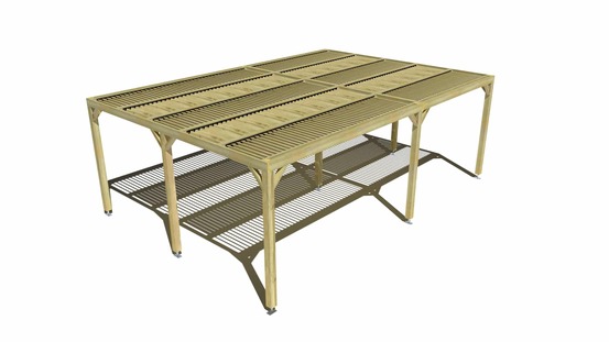 Pergola bois • 7m x 5m • indépendante • sens largeur • lames orientables bioclimatiques incluses • livraison comprise