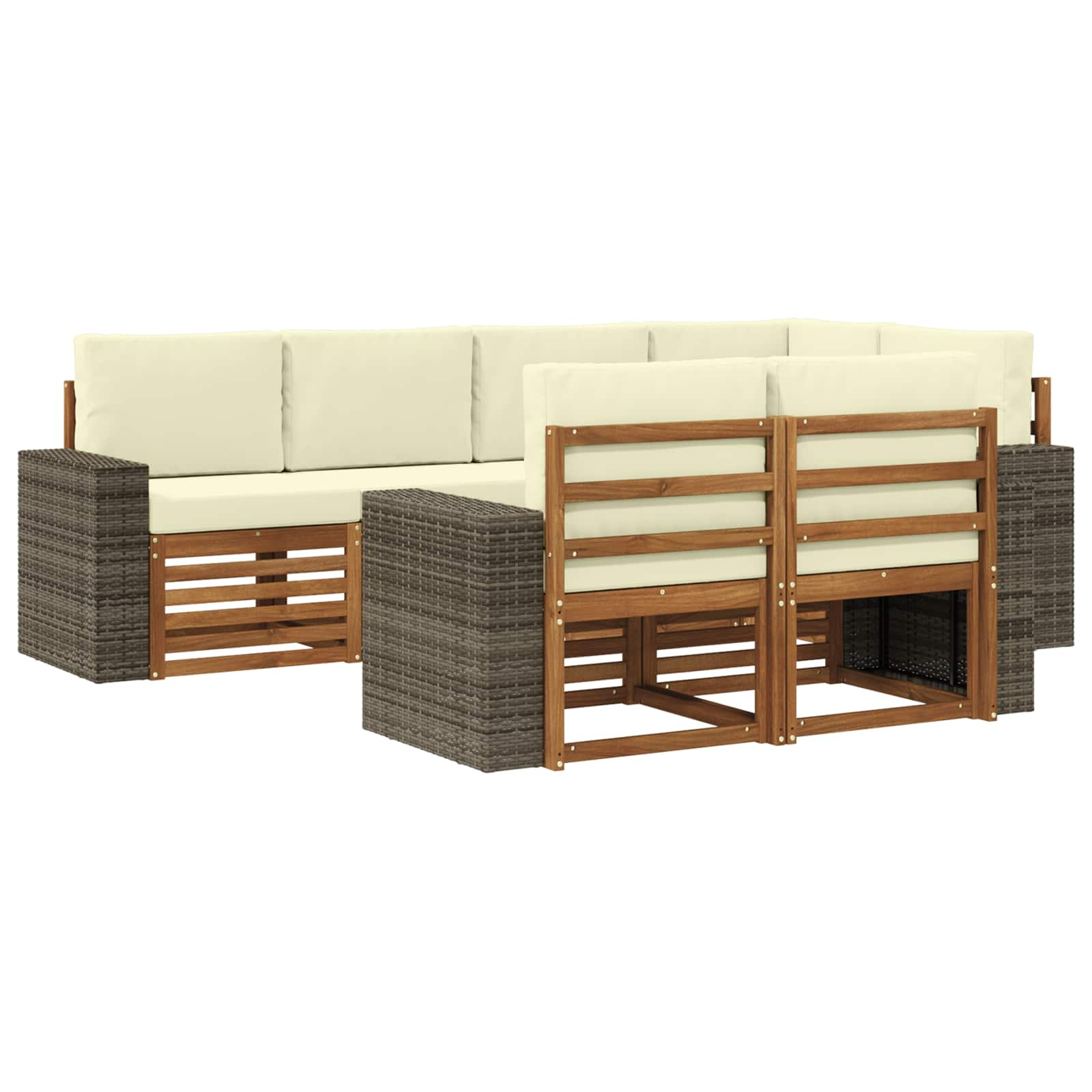 Ensemble de canapé d'angle avec coussin 7 pcs naturel et crème