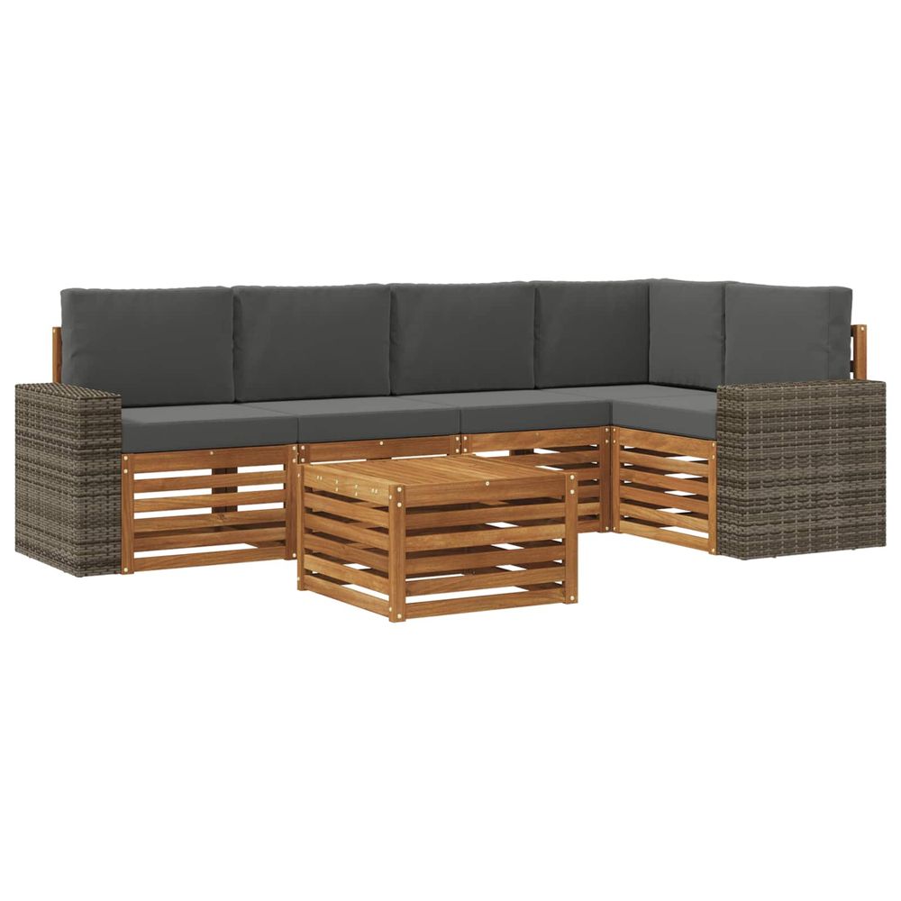 Ensemble de canapés d'extérieur 6 pc naturel et anthracite