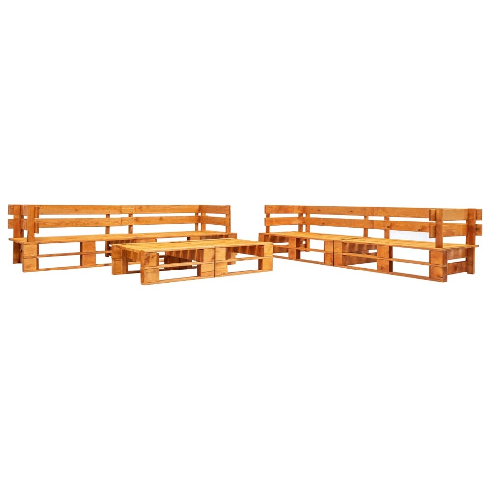 Salon de jardin meuble d'extérieur ensemble de mobilier palette 6 pièces bois marron miel