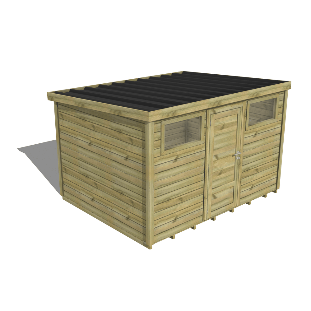 Abri de jardin bois pin traité autoclave 27mm - essentiel - 3,44x2,64m / 9m2 - bac acier - plancher bois