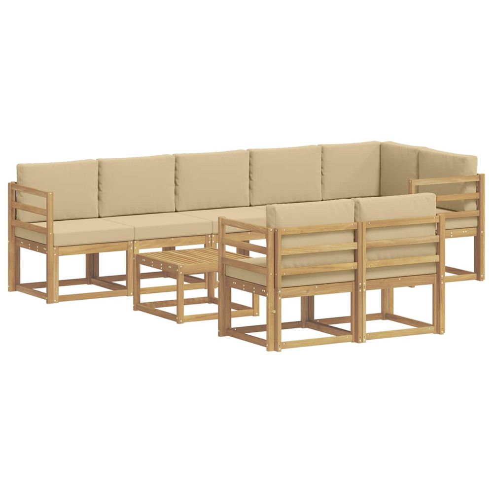 Ensemble de canapés d'extérieur 9 pc blanc et beige polyester