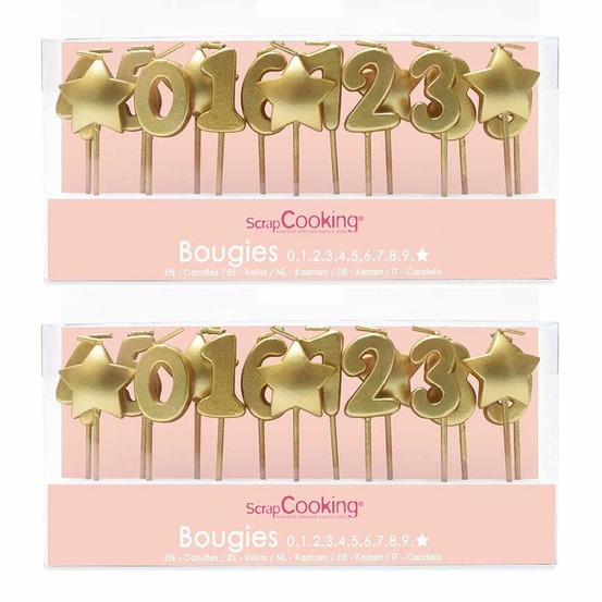 30 bougies d'anniversaire étoiles dorées