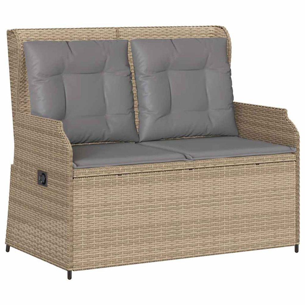 Banc inclinable de jardin avec coussins beige résine tressée