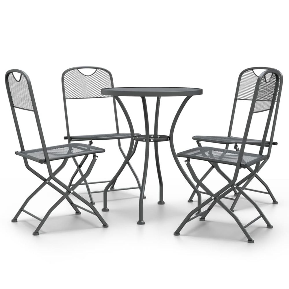 Ensemble à manger de jardin 5 pcs maille métal anthracite