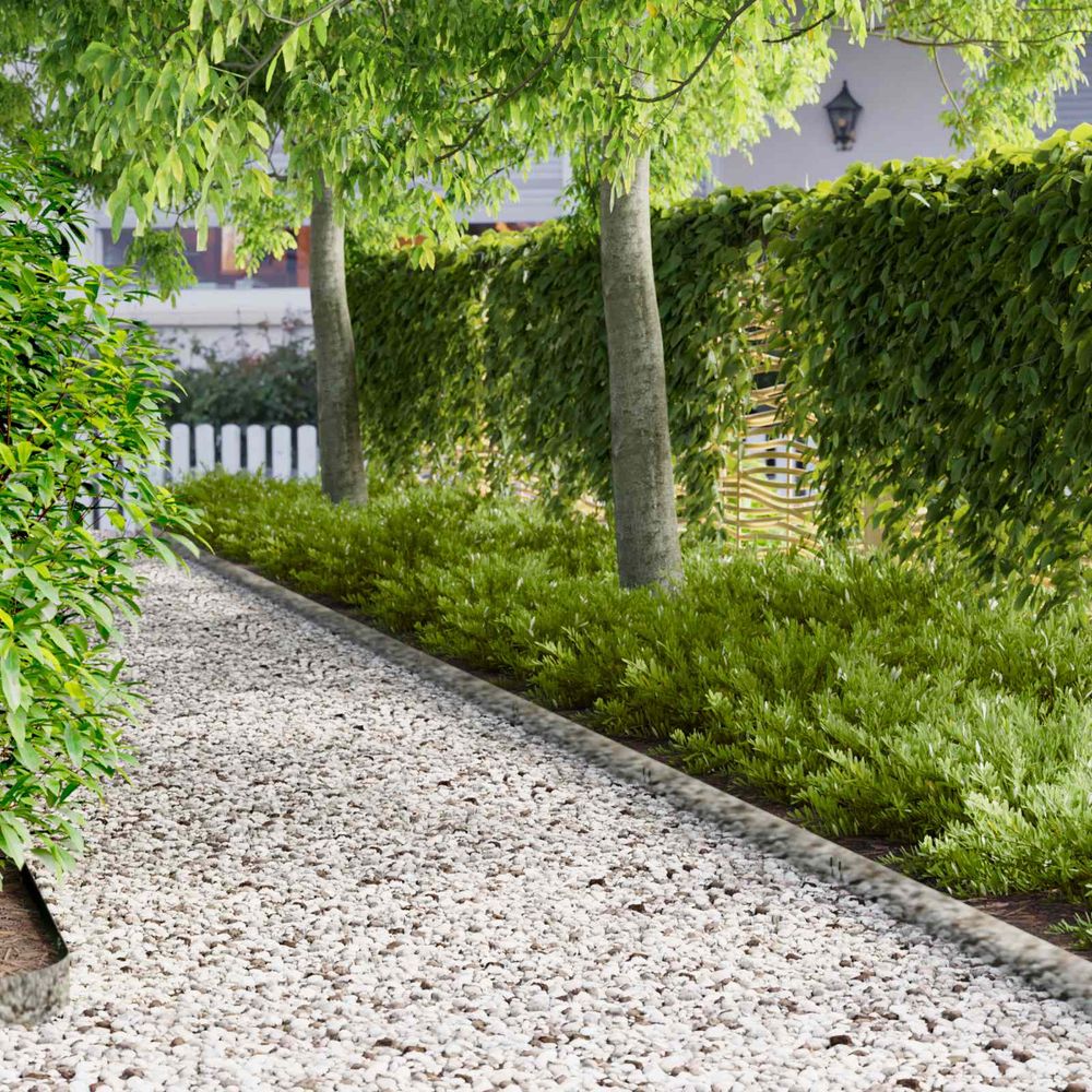 Bordure extérieure acier pour chemins structuration nette 30 pcs 100x12cm argenté
