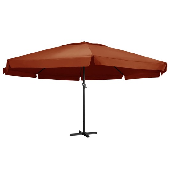 Parasol d'extérieur avec mât en aluminium 600 cm terre cuite