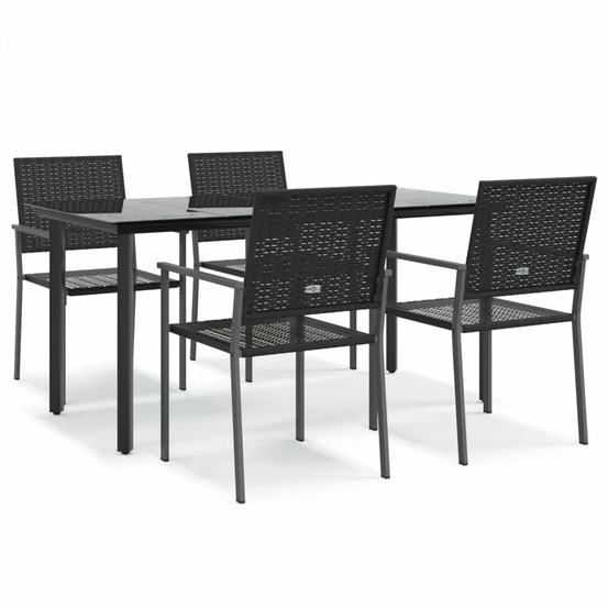 Ensemble à manger de jardin 5 pcs résine tressée acier