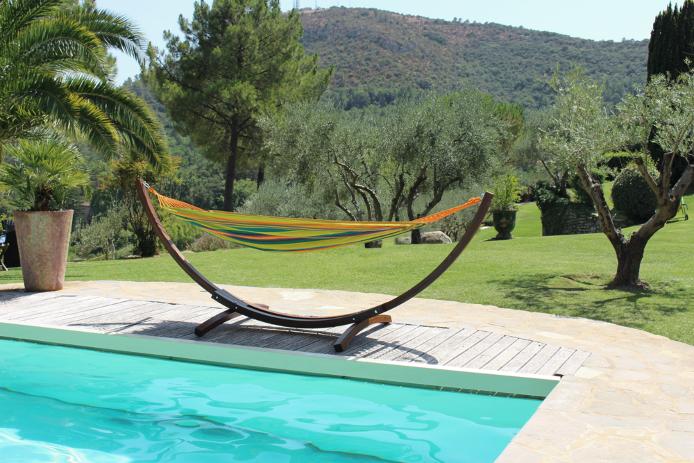 Toile hamac simple raye vert orange bleu