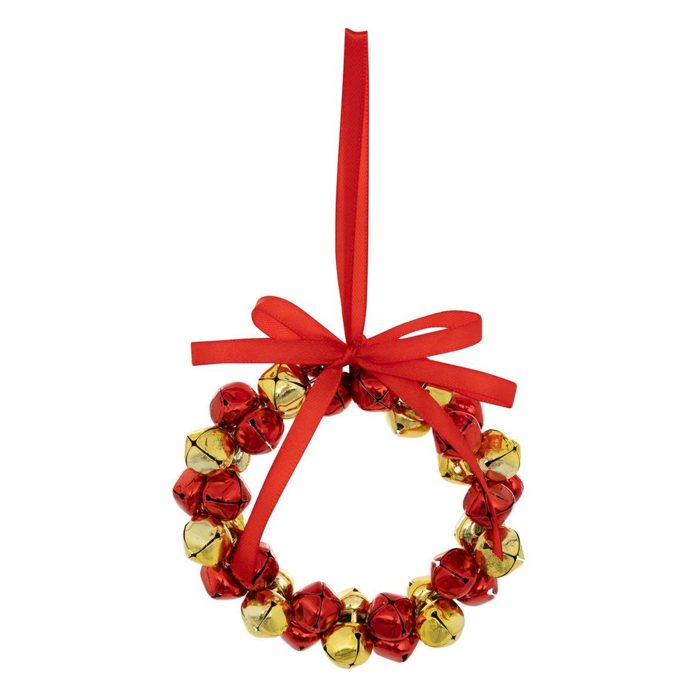 Sujet couronne grelots métal d.11cm rouge et doré