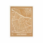 Carte en liège - woody map natural amsterdam / 60 x 45 cm / blanc / cadre blanc