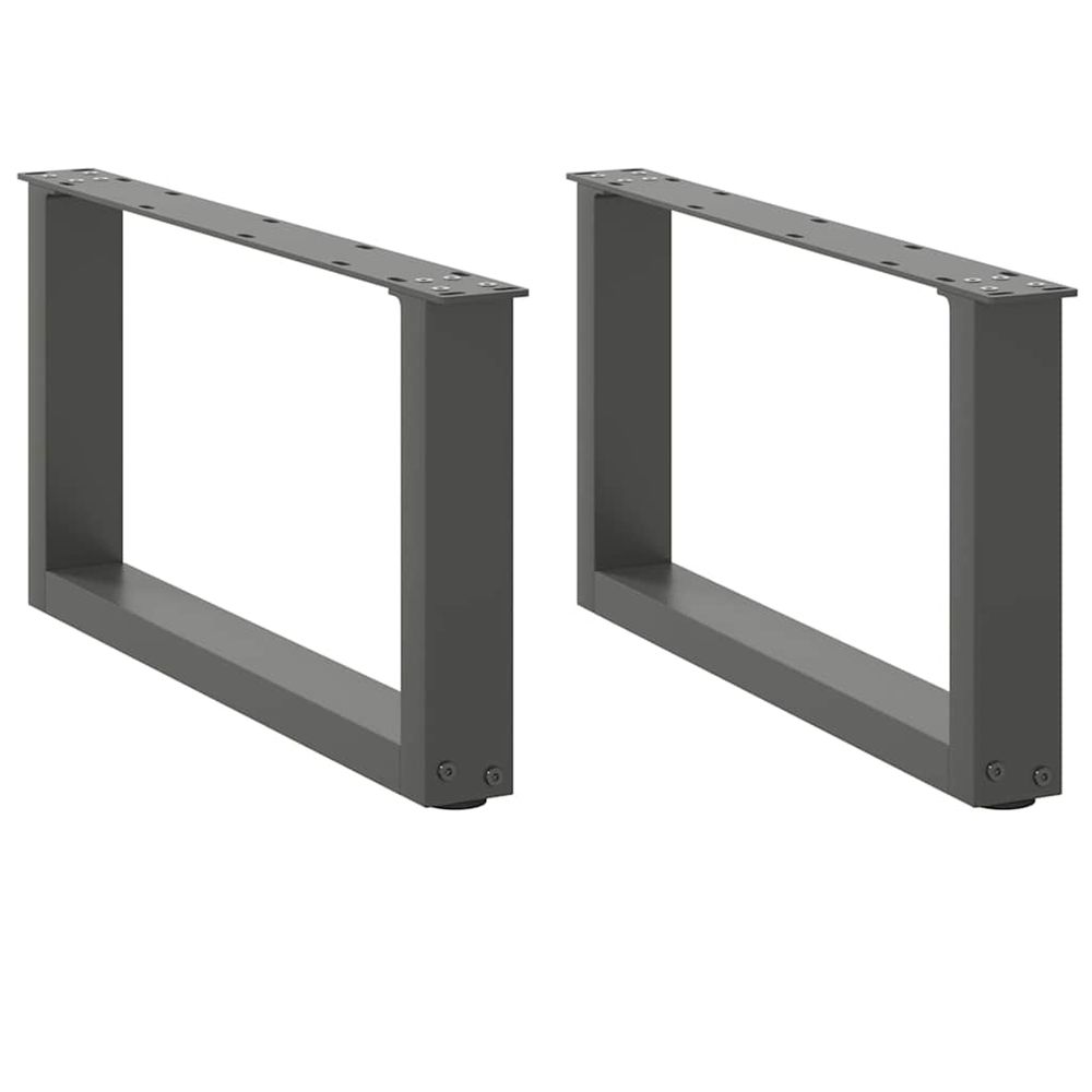 Pieds de table basse en u 2 pièces anthracite 70 x (30-31) cm acier