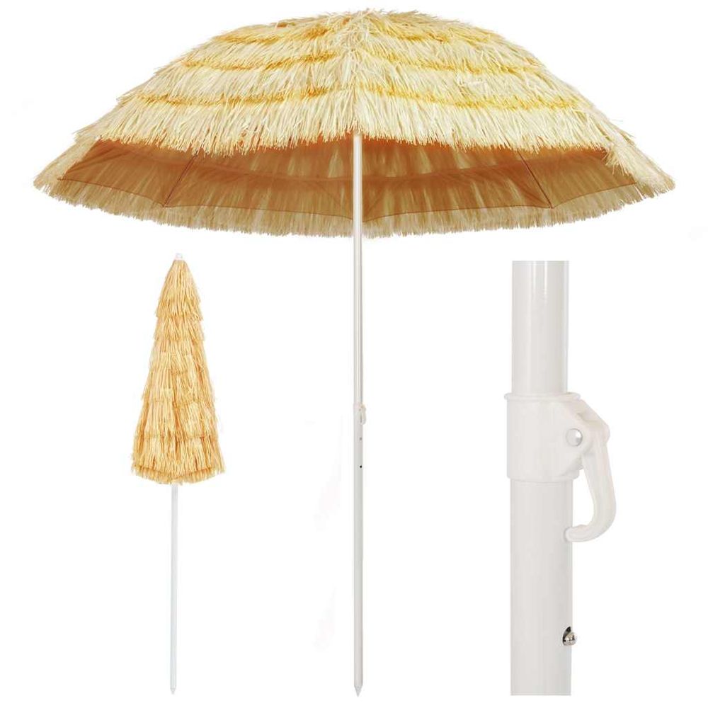 Parasol de plage naturel 240 cm style hawaïen