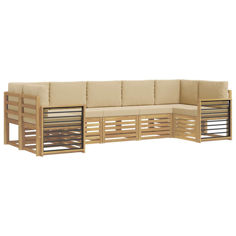 Ensemble de canapé d'angle 7 pcs blanc et beige
