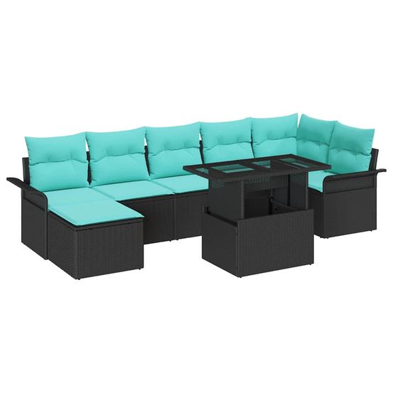 Ensemble de canapé de jardin 8 pc noir
