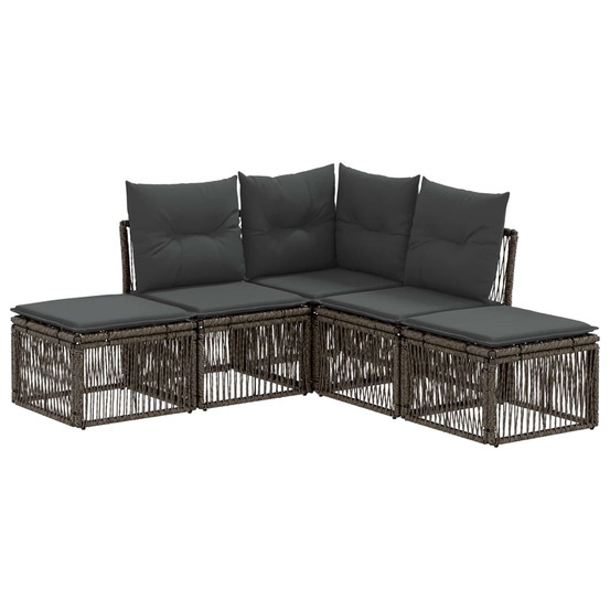 Ensemble de canapé de jardin 5 pcs gris polyrotin
