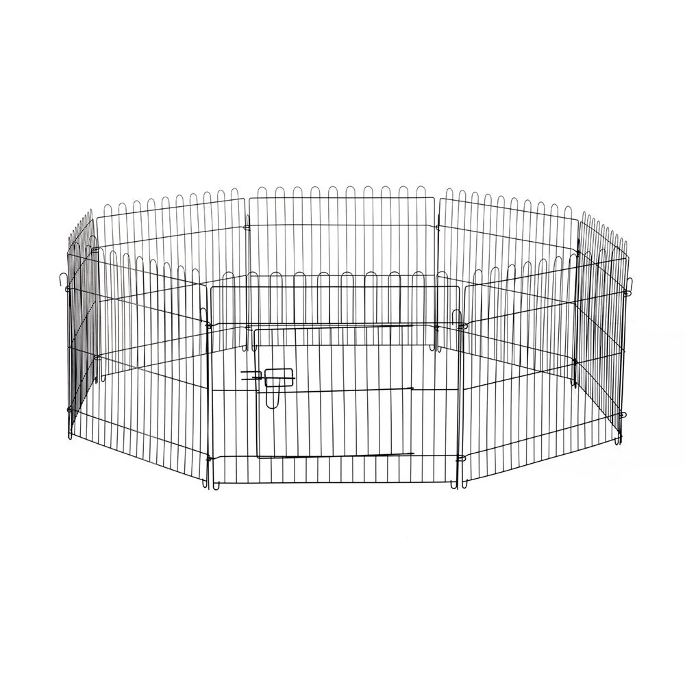 Parc animaux enclos 8 panneaux métal 71 x 61 cm intérieur extérieur porte