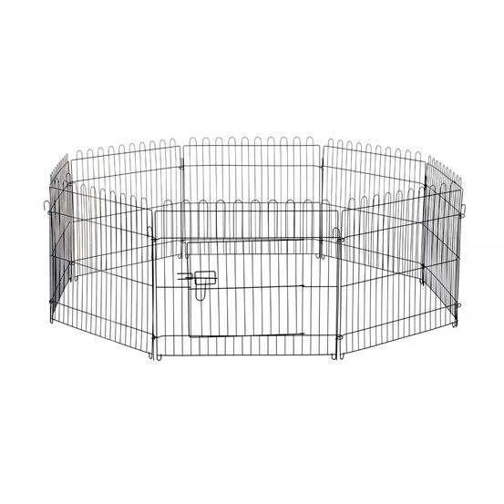Parc animaux enclos 8 panneaux métal 71 x 61 cm intérieur extérieur porte