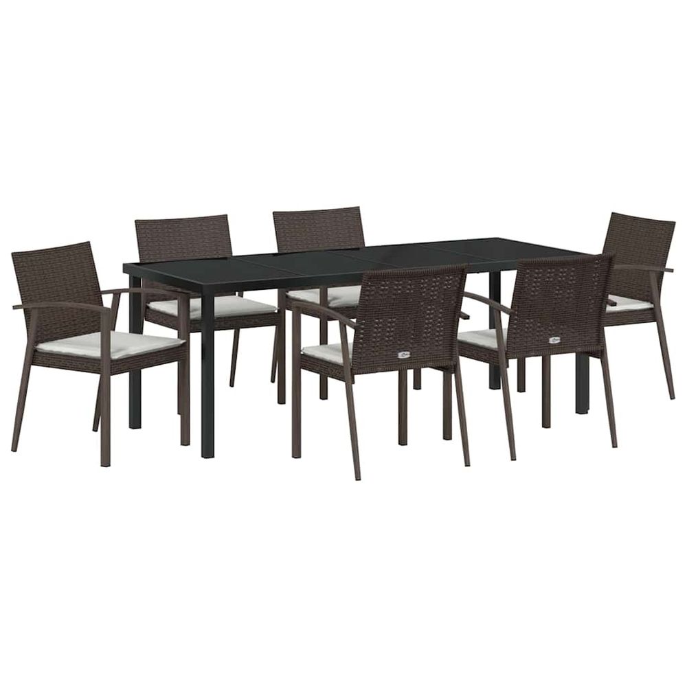 Ensemble de salle à manger pour jardin 7 pc marron et noir