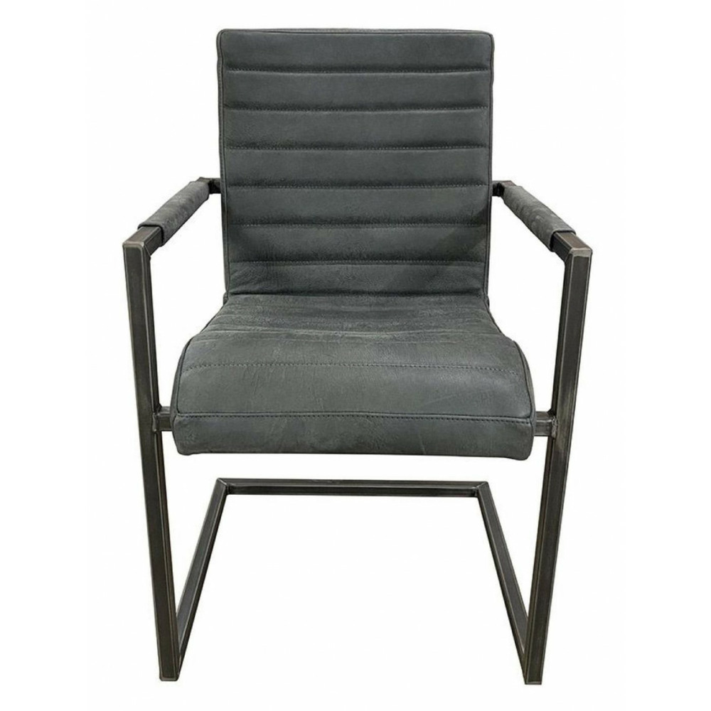 Fauteuil matteo en cuir cuir gris - les étoffes interior's