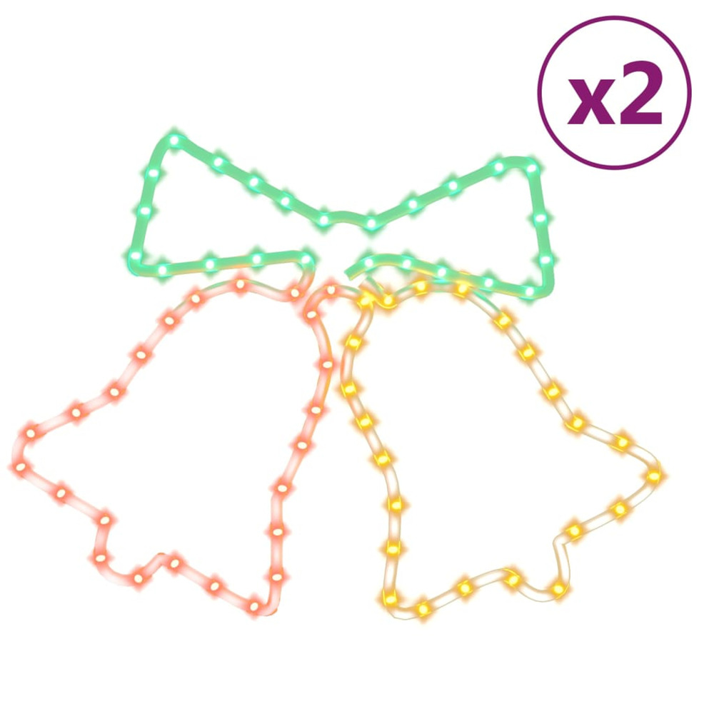Figurines de cloches de noël avec 72 led 2 pcs 50x56 cm
