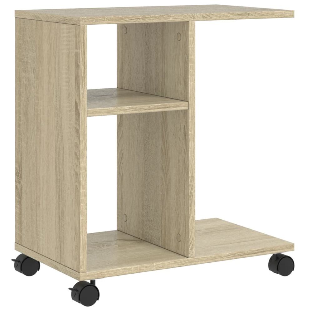 Table d'appoint avec roues chêne sonoma bois d'ingénierie