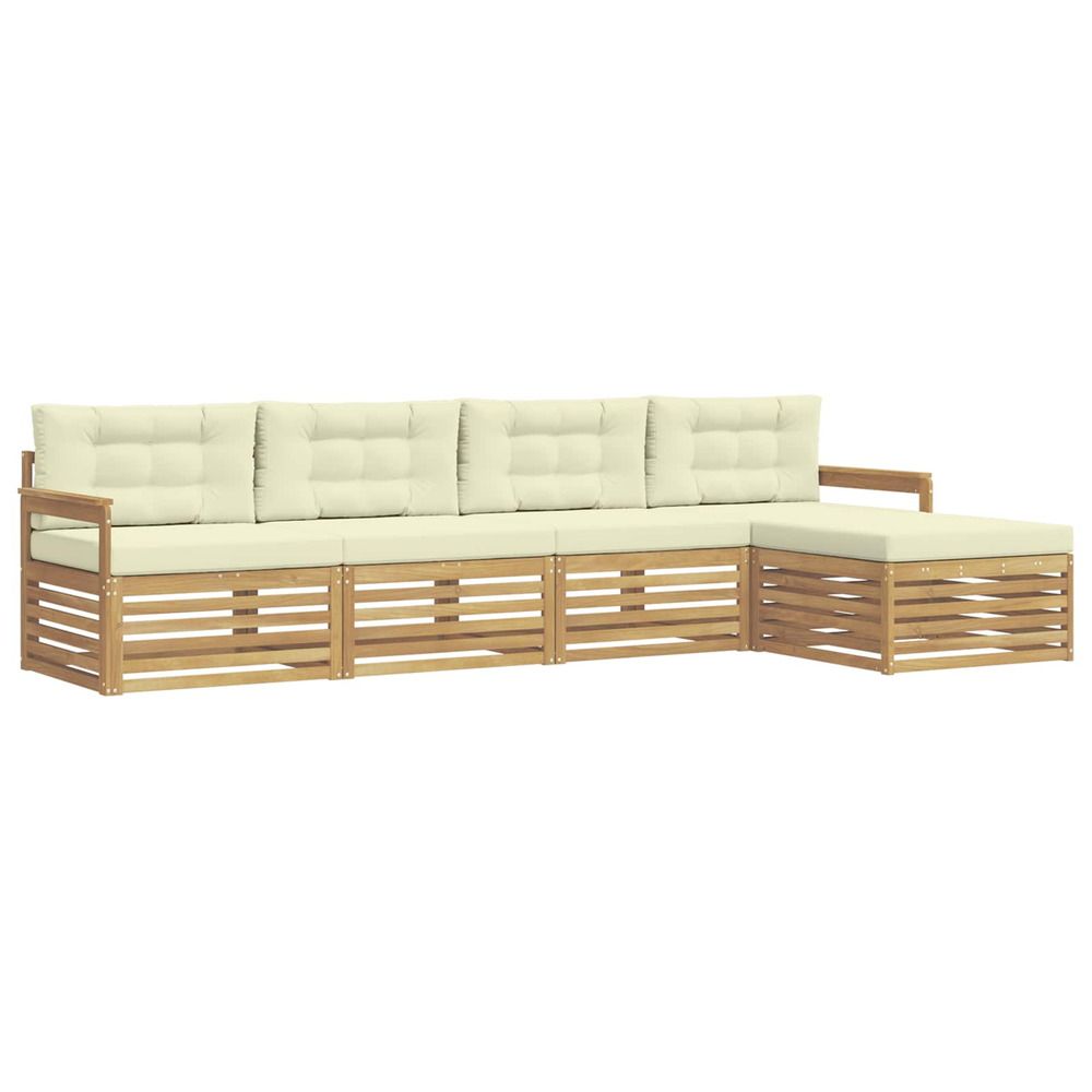 Ensemble de canapés d'extérieur 5 pc blanc et crème polyester