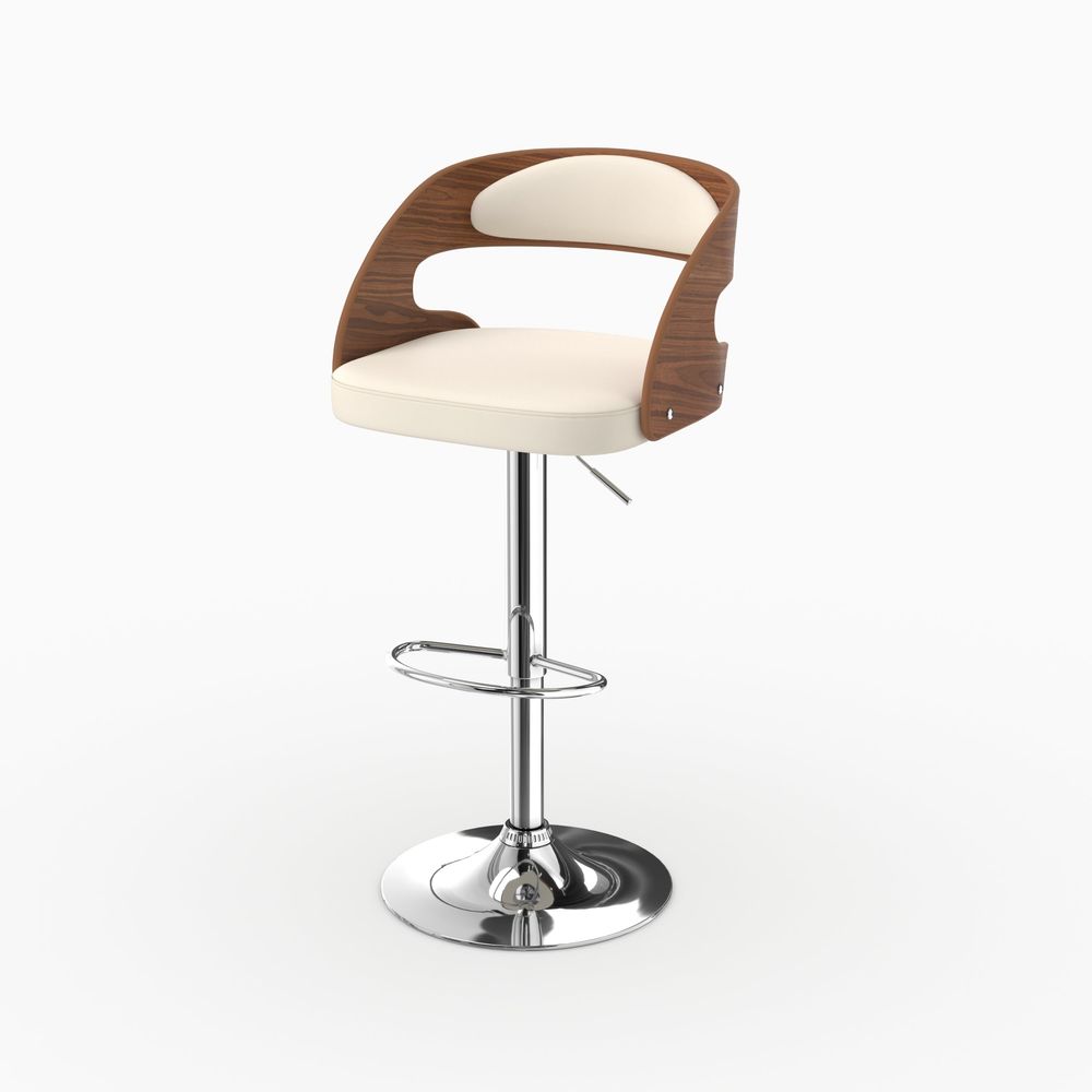 Louis-chaise de bar réglable 62/84 cm en cuir synthétique blanc