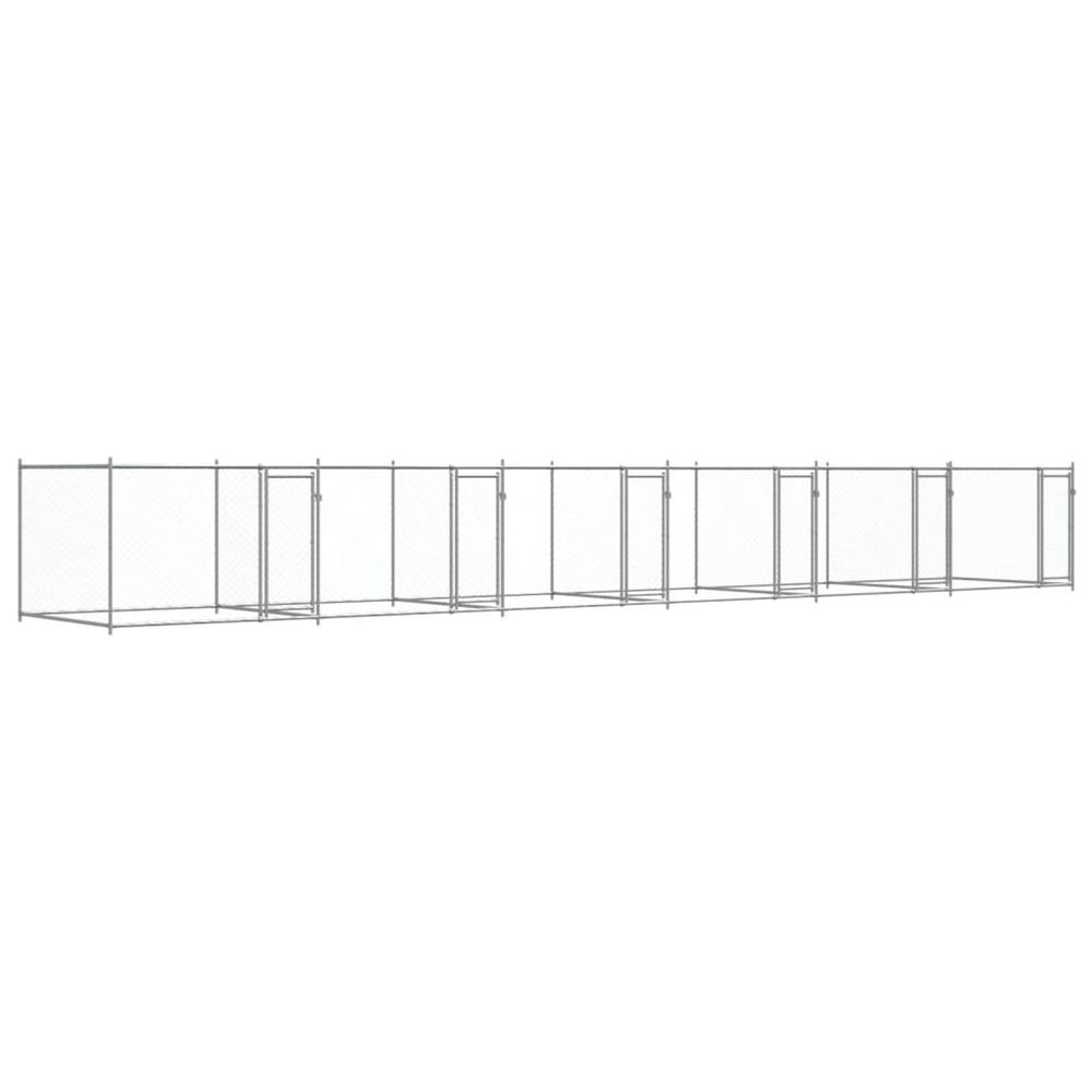 Cage pour chien avec portes gris 12x2x1,5 m acier galvanisé