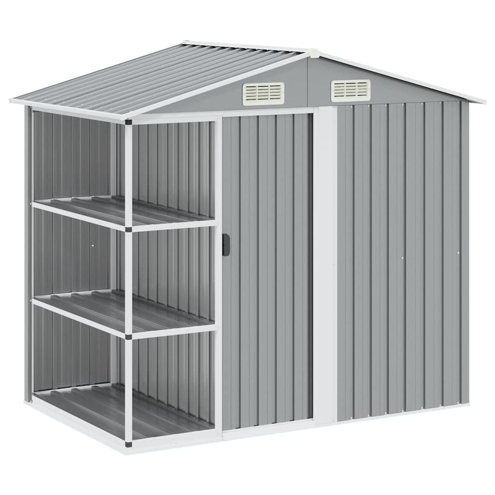 Abri de jardin avec étagère gris 205x130x183 cm fer