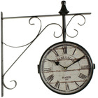 Horloge de gare ancienne double face café de la gare 24cm - fer forgé - blanc