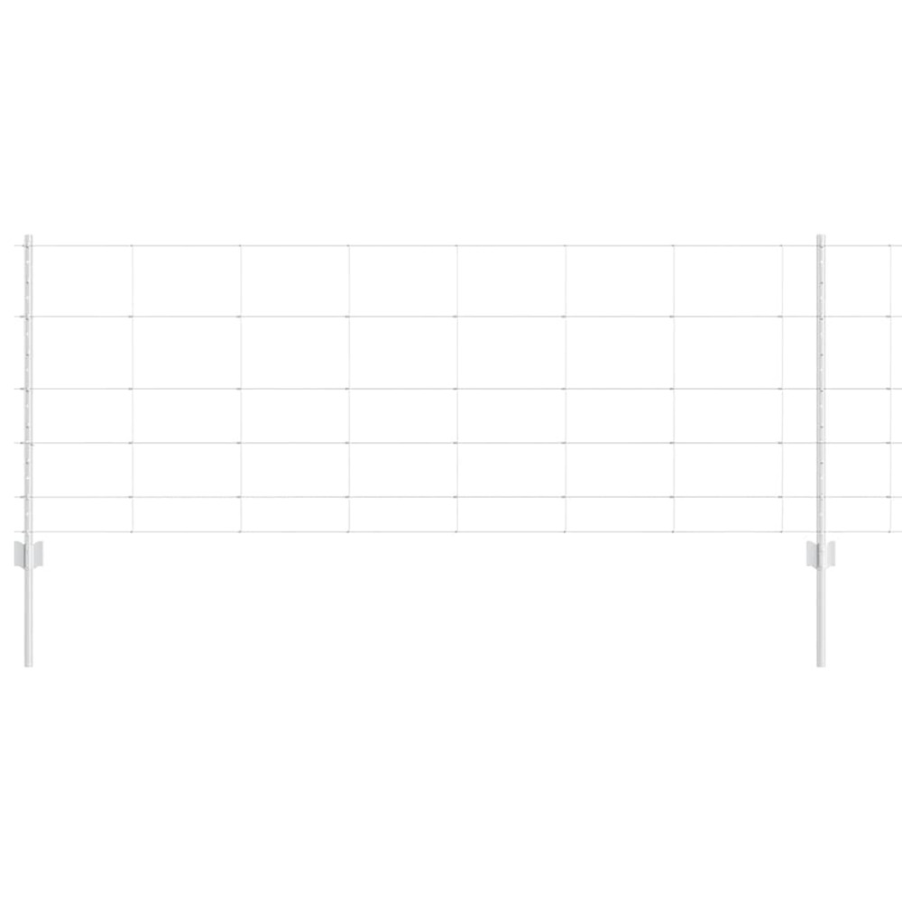 Clôture avec poteau argenté 0,8 x 25 m acier
