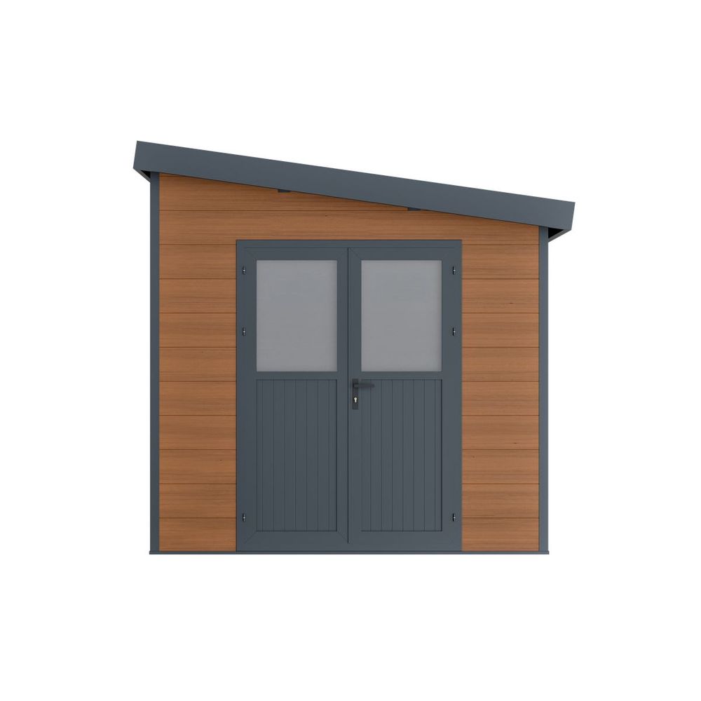 Abri de jardin composite adossée mira - 9m2 brun - garantie 20 ans - cabanon de jardin